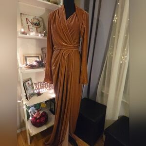 Rick Owens Burnt Pink Velvet Wrap Dress